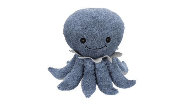 Plush 25cm Octopus Ocke dog toy designed for fun, durability, and eco-friendly play, featuring a built-in sound for engagement.