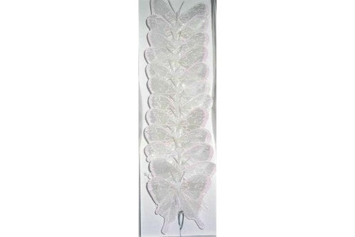 Butterfly w/White Glitter - 7cm (x 12)