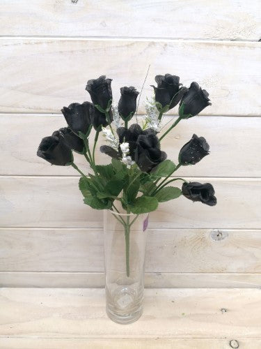 Artificial Mini Rose Bud Bush (Black)