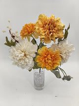 Artificial Mixed Flower Bush - Dusty Yellow Cream