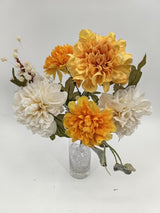 Artificial Mixed Flower Bush - Dusty Yellow Cream