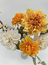 Artificial Mixed Flower Bush - Dusty Yellow Cream