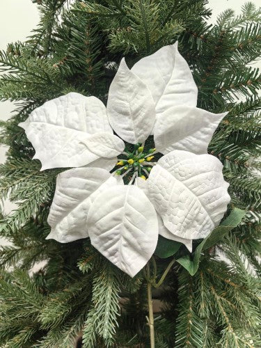 Single Artificial Poinsettia - White (25cm)