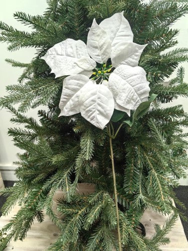 Single Artificial Poinsettia - White (25cm)