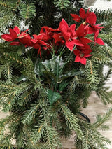Artificial Mini Poinsettia Bush with Gold Glitter (Red)