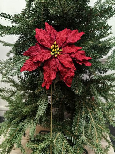 Artificial Single Carousell Poinsettia Flower - 22cm (Red)