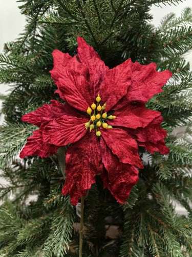 Artificial Single Carousell Poinsettia Flower - 22cm (Red)
