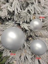 Tree Ornament - 10cm Xmas Bauble Ball (Silver Matte)