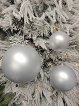Tree Ornament - 10cm Xmas Bauble Ball (Silver Matte)