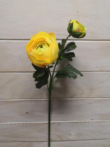 Artificial Single Ranunculus With Bud (Yellow)