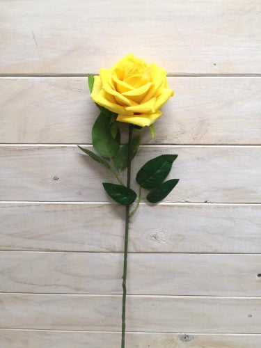 Artificial Single velvet Diamond Rose Stem (Yellow)
