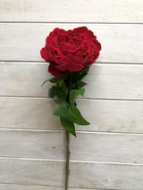 Artificial Large Velvet Peony Spray (Red)