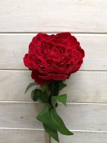 Artificial Large Velvet Peony Spray (Red)