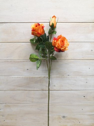 Artificial Large Sophia Rose Spray (Orange)