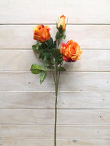 Artificial Large Sophia Rose Spray (Orange)