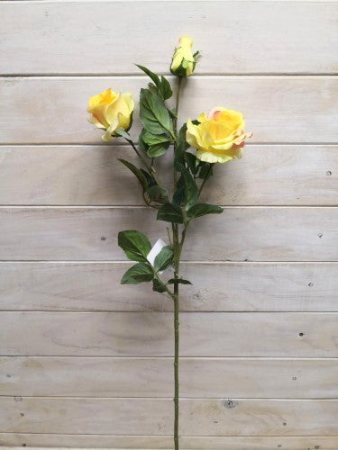 Artificial Large Sophia Rose Spray (Yellow)