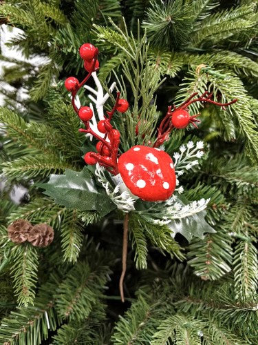 Artificial Green Pick with Red Mushroom