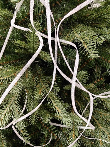 Tree Ornament - Glitter Thin Curly Twig Spray X 5 (White)