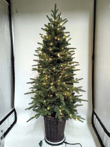 Artificial Pine Christmas  Tree with Pot & 200 LED Warm Light 5' PE (Green)