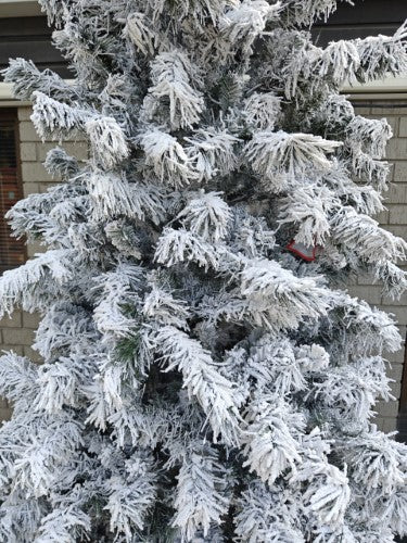 Artificial Snow Drooping Slim Pine Christmas Tree With 300 Warm Lights (7.5')