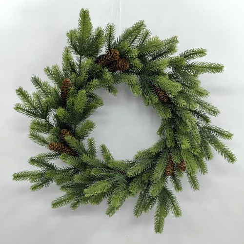 Real Touch Douglas Pine Wreath with Cones (24")