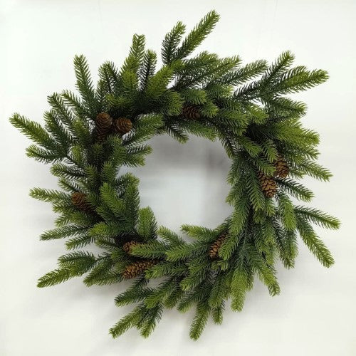Real Touch Douglas Pine Wreath with Cones (24")