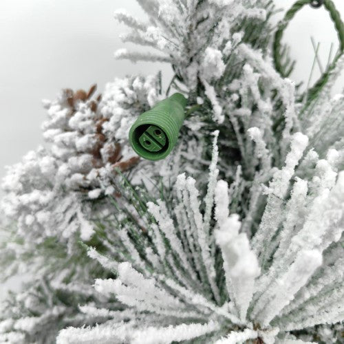 Snowy Mixed Pine Garland with Pinecone & 100 LED Lights & 150 Tips - 6'