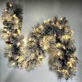 Snowy Mixed Pine Garland with Pinecone & 100 LED Lights & 150 Tips - 6'