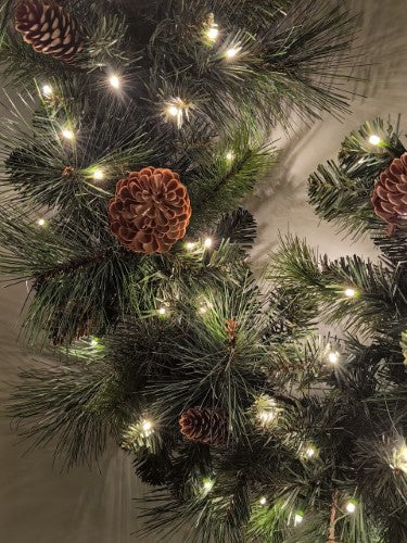 Green Mixed Pine Garland with Pinecone & 100 LED Lights & 150 Tips (6')