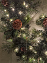 Green Mixed Pine Garland with Pinecone & 100 LED Lights & 150 Tips (6')