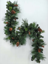 Green Mixed Pine Garland with Pinecone & 100 LED Lights & 150 Tips (6')