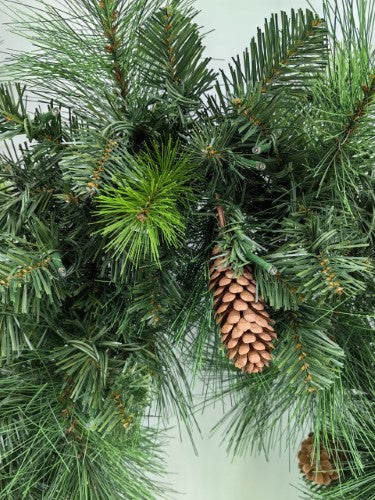 Green Mixed Pine Garland with Pinecone & 100 LED Lights & 150 Tips (6')