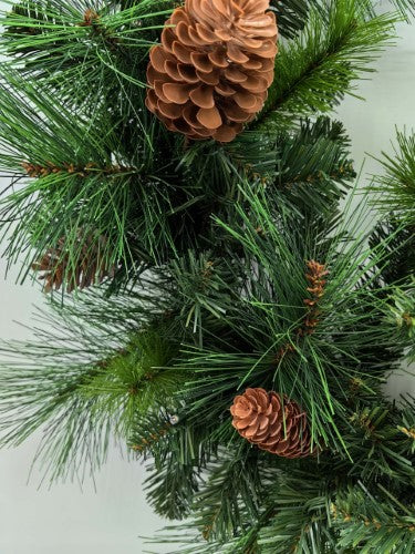 Green Mixed Pine Garland with Pinecone & 100 LED Lights & 150 Tips (6')