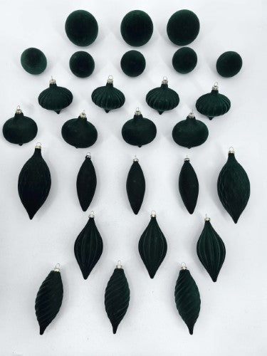 Christmas Ornament - Velvet Balls Trimming Pack of 27 (Green)
