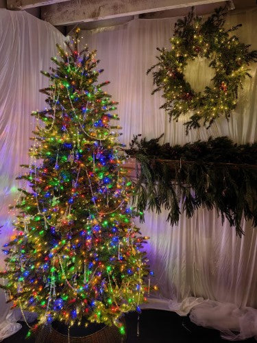 Mixed Juniper Pine Christmas Tree with 1500 LED Lights & 3913 Tips - 7.5'