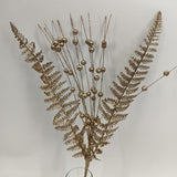 Artificial Glitter Fern Spray (Champagne)