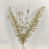 Artificial Glitter Fern Spray (Gold)