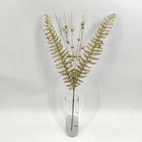 Artificial Glitter Fern Spray (Gold)