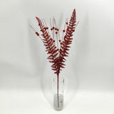 Artificial Glitter Fern Spray (Red)