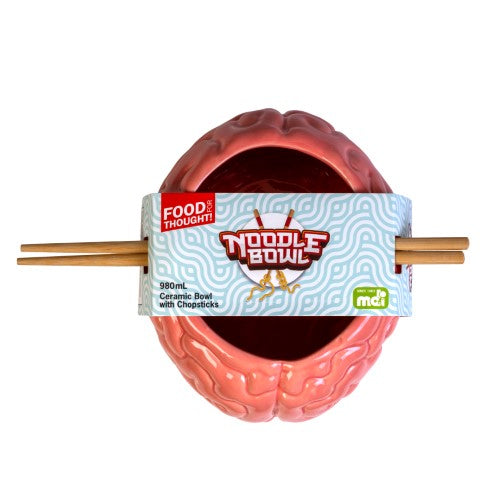 Ceramic Noodle Bowl with Bamboo Chopsticks - Brain