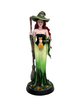 Ornament - Green Witch With Broom and Bag of Money (8 x 8 x 21cm)