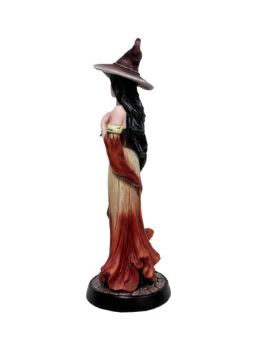 Ornament - Red Witch With Owl Holding Key (8 x 8 x 22cm)