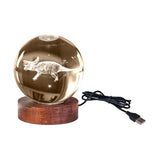 3D Crystal Ball Lamp - Triceratops (8 x 8 x 9.5cm)