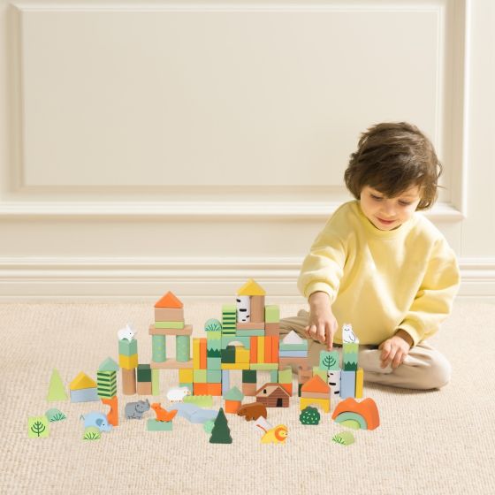 100pc Forest Blocks - Barrel - Classic World