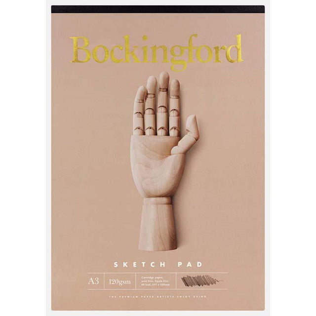 Bockingford Pad A3 sketch pad with 120gsm acid-free paper, featuring 60 leaves for vibrant artistic expression.