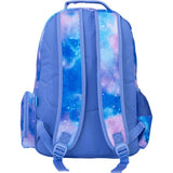 Spencil Cat-a-cosmic Backpack in vibrant design, features water bottle pocket, side zip pocket, and padded compartment for devices.