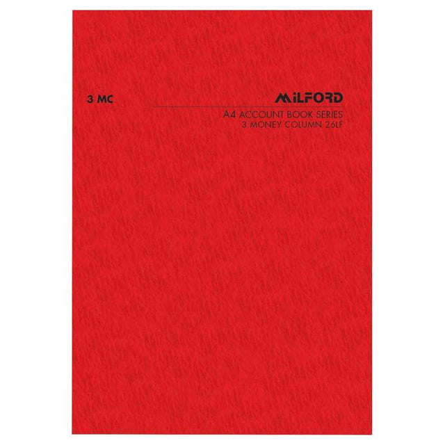 A4 limp account book with three money columns, 26 durable leaves for efficient financial tracking, ideal for small businesses.