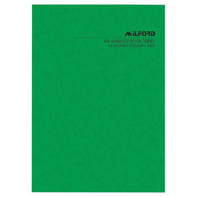 A4 limp cover analysis book with 16 money columns and 26 recyclable leaves for efficient accounting and financial tracking.