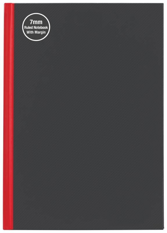 Milford Notebook A5 7Mm 68gsm With Margin Red & Black 100lf