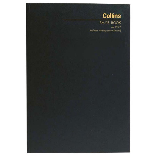 Collins Wage Book A4 P9-77 with durable hard cover, 128 leaves for efficient wage and payroll documentation.